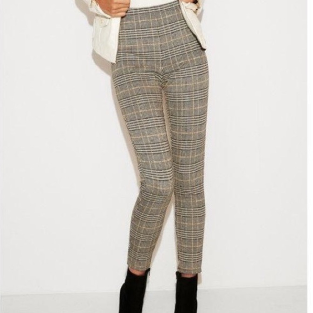 High waisted plaid leggings business attire